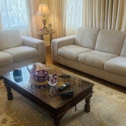 Light Gray 3 Seater Sofa And Love Seat - Gently Used 