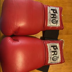 Red Laced Pro Boxing Gloves -14 Oz