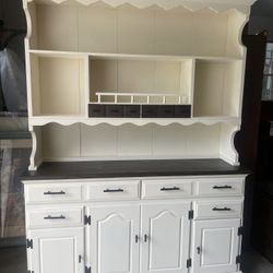 Wood China Storage Cabinet with Hutch