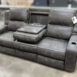 Free Delivery Matteus Fabric Power Reclining Sofa with Drop Down Table
(Costco Liquidation)