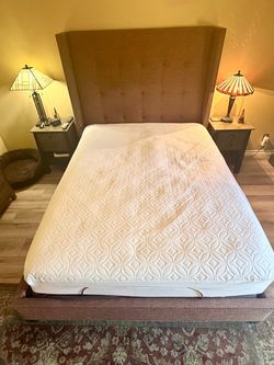 Queen bed(Upholstered), Sleep number mattress, with Adjustable frame