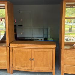 TV Stand, Curio and Queen Bed