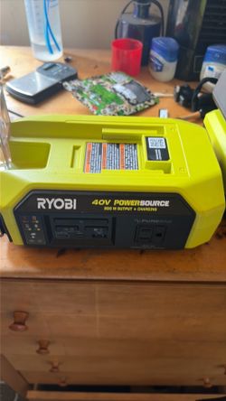 RYOBI POWER SOURCE AC W 40v BATTERY AND CHARGER $180