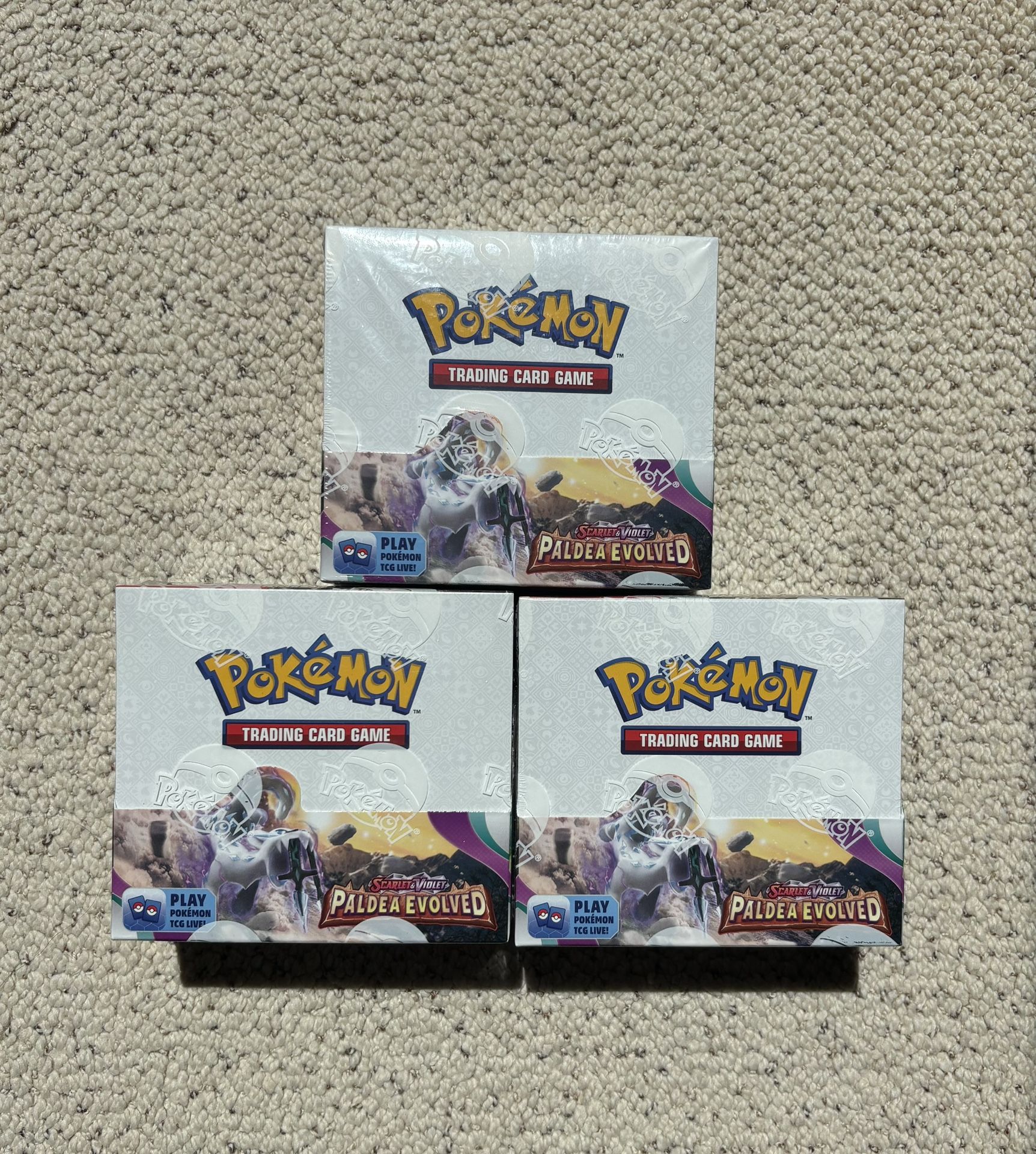 Lot Of (3) Pokemon Scarlet And Violet Paldea Evolved Booster Boxes SEALED