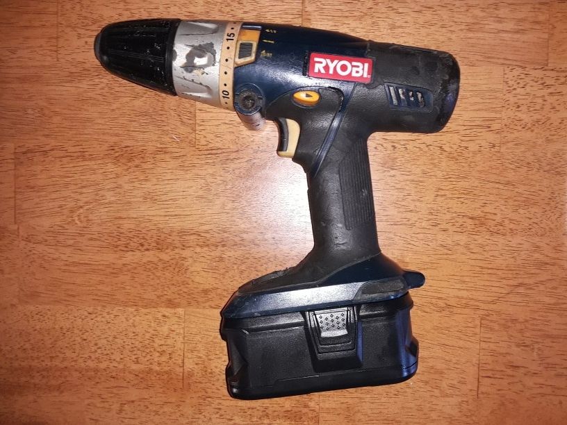 18 Volt Blue Ryobi Hammer Drill With Brand New 4.0 Amp Hour Lithium Ion Battery