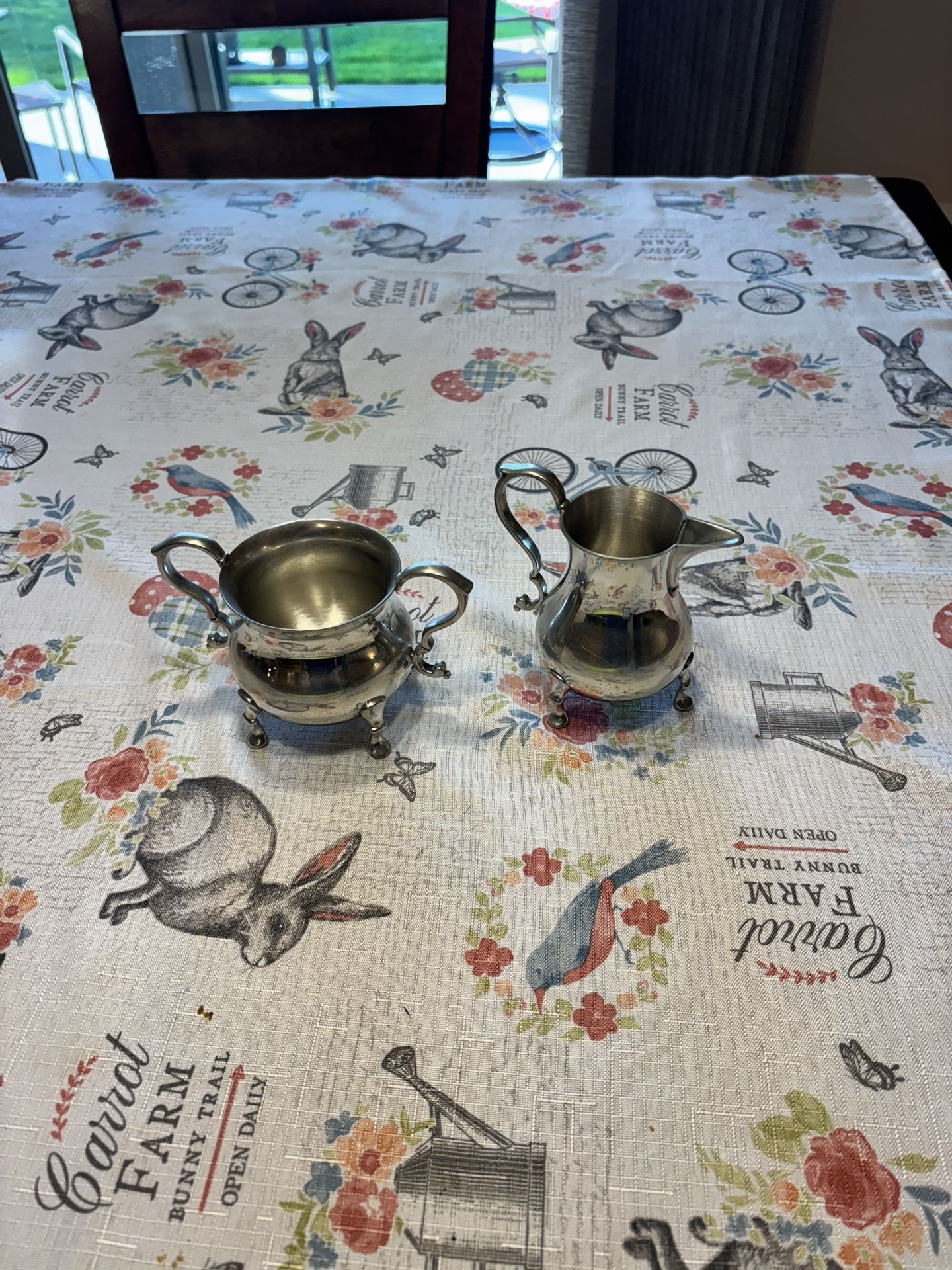 Steiff Colonial Williamsburg Pewter Creamer and Sugar Set