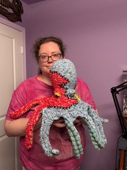 Handmade Multicolored Crocheted Zombie Halloween Octopus plushie LAYAWAY AVAILABLE