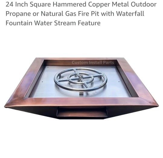 Hammered Copper Metal Fire and Water Bowl (New)