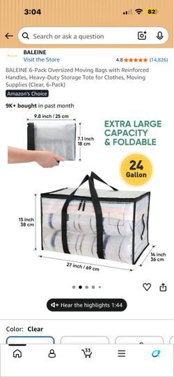 Baleine Extra Large Moving Bags clear