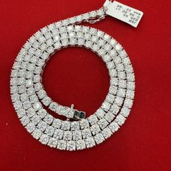 Sterling Silver 925 With VVS Moissanite 4MM-22 Iches Tennis Chain