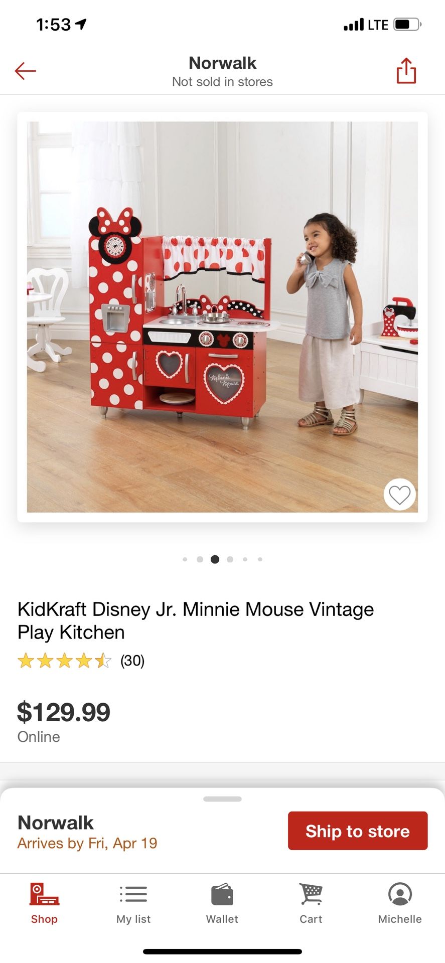 KidKraft Disney Jr Minnie Mouse Vintage Play Kitchen