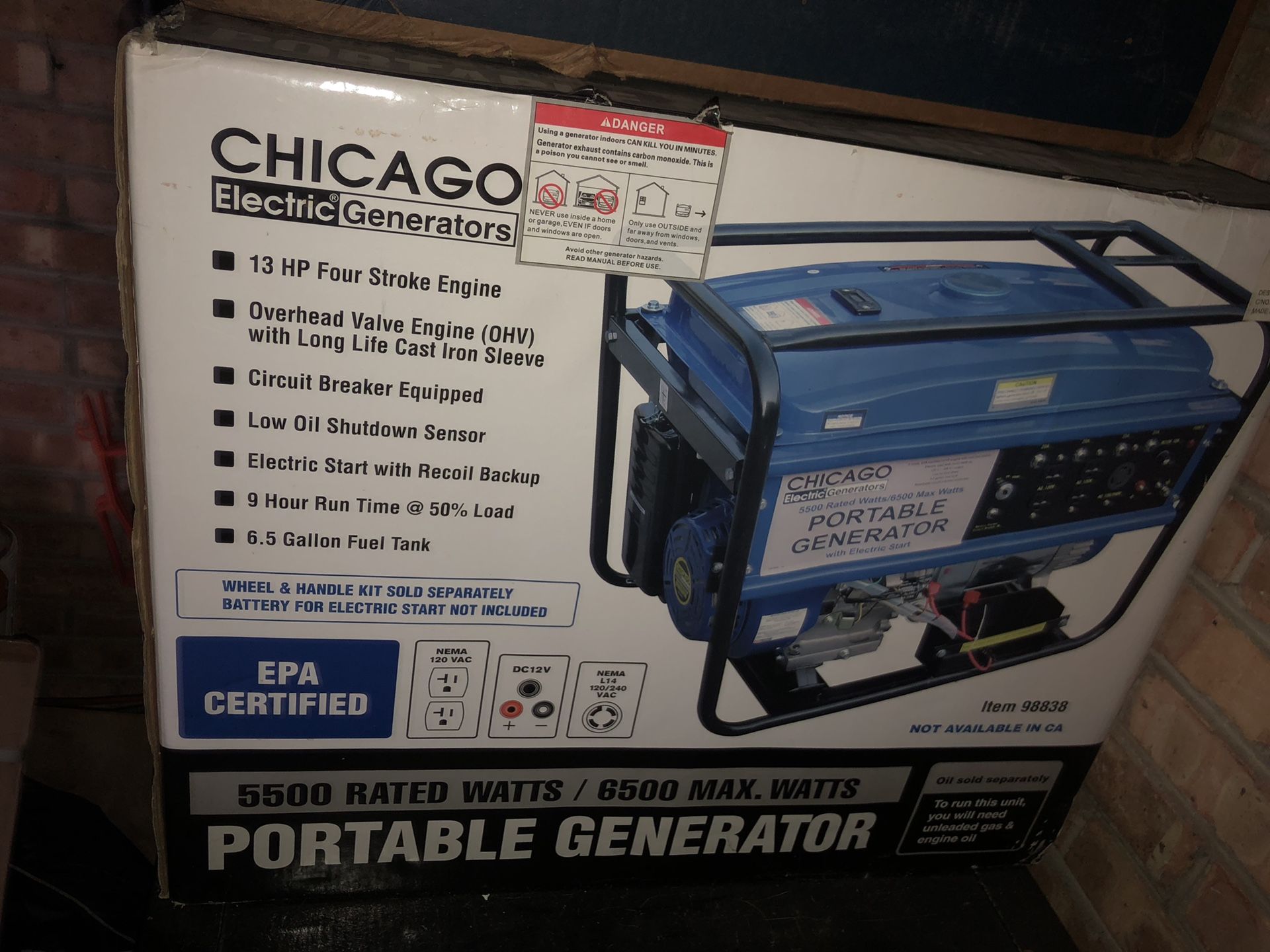 New Chicago Electric Portable Generator 5500 watts