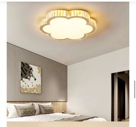 Luxury Flower Crystal Stainless Steel LED Flush Mount Ceiling Light Remote Control Adjustable