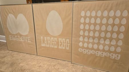 Lot of 3 Retro 1970's rare Art-  Egg Lithographs.    Love chickens and Retro vibes