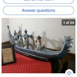 Huge Lladro Gondola Boat "Venetian Serenade" Truly One Of a Kind Centerpiece