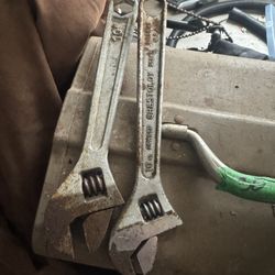 Vintage Crescent 10-inch adjustable wrenches, 