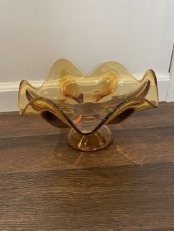  Viking 6 Petal Compote In Amber—Make Offers!!