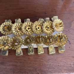 Vintage Pine Cone Shape Christmas Tree Candle Clips Goldtone