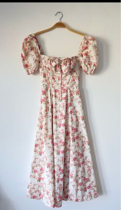 Floral Puff Sleeve Midi Dress( housereb)
