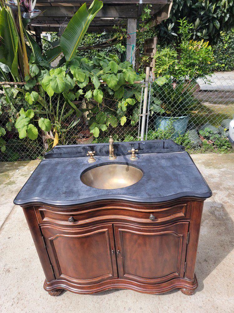 Keller Single Sink Hand Crafted Vanity Mahogany Cabinet 