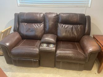 Brown Leather Recliner Electric