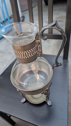 Vintage silverplate carafe coffee pitcher silver dispenser heater pot
