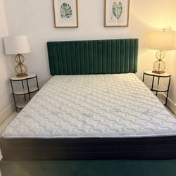 Queen Bed Frame With Clean Mattress Brand New