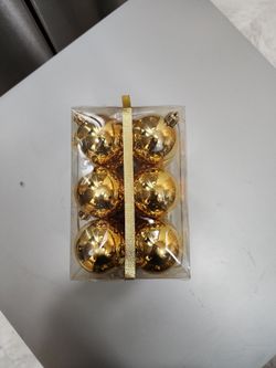 Golden Christmas Tree Ornaments 8 Piece in Box