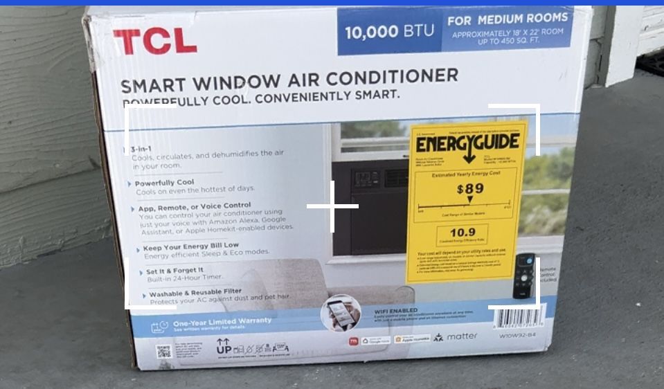 TCL A/C 10,000BTU Window Unit (smart)white & Black Model