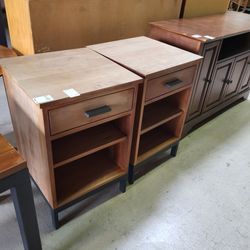 Pair of nightstands. Heavy, hardwood