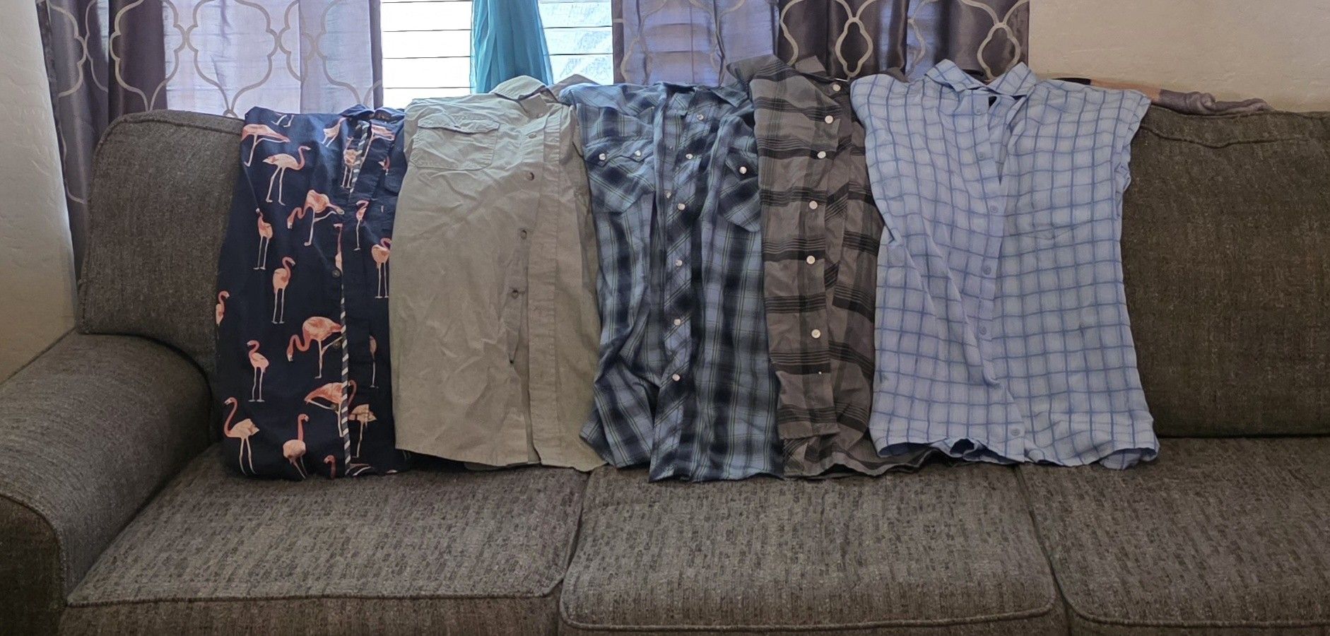 Mens Short Sleeve Button Shirts XL