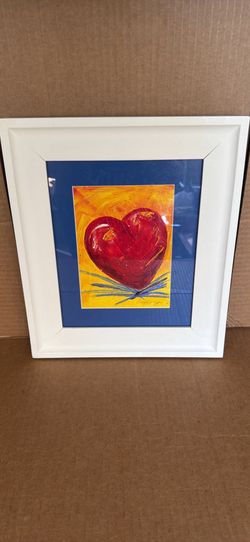 Vintage Cheryl D. Lish "Heart" Acrylic Painting – Custom Framed