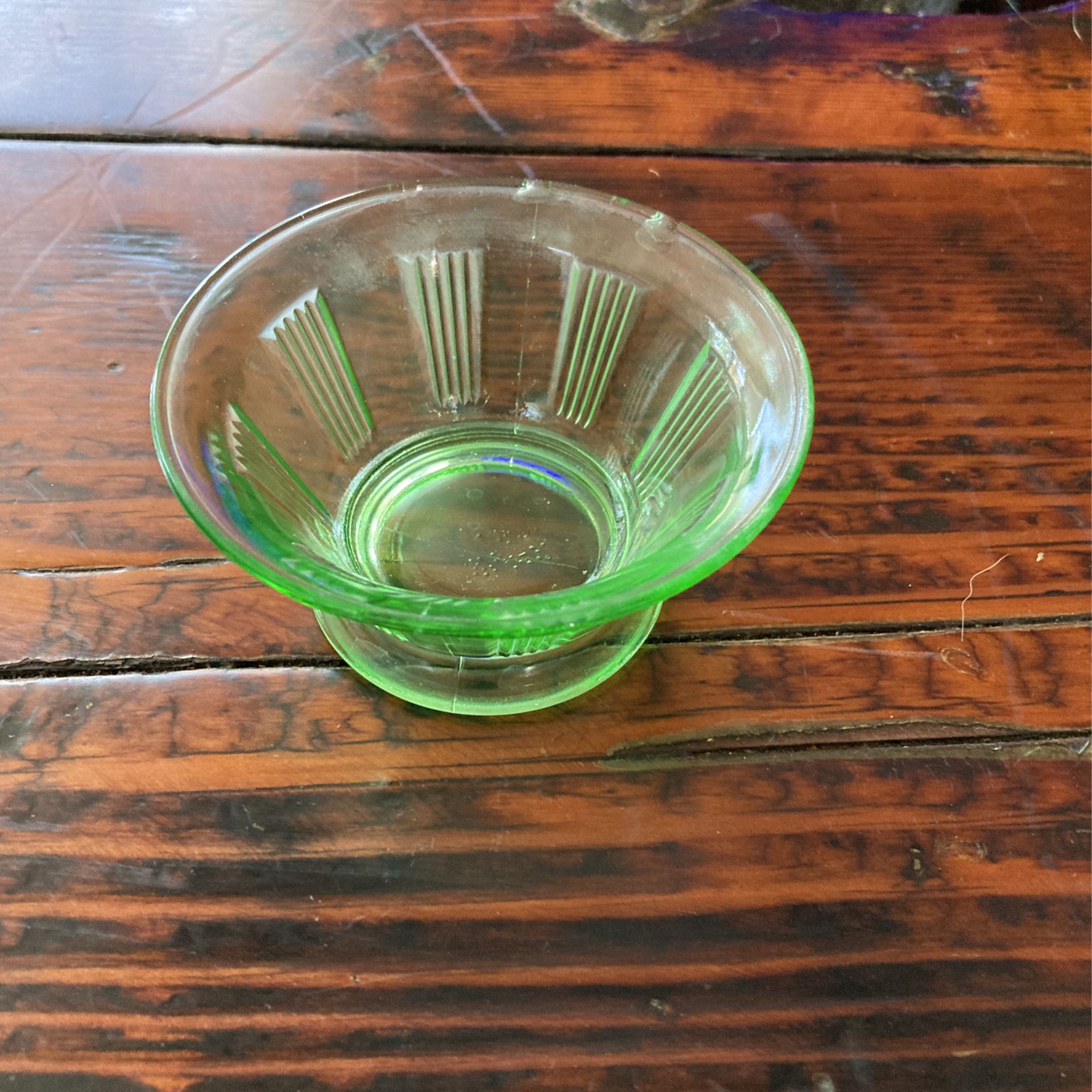 Vintge Vaseline Glass Dish With MCM Design 