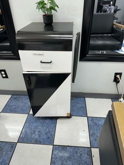 Barber Station Storage Cabinet Black and White