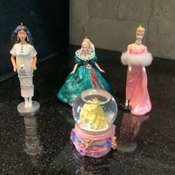 Hallmark Barbie Holiday ornament Set Of 4 1996 & 1995 & Mini Snow Ball