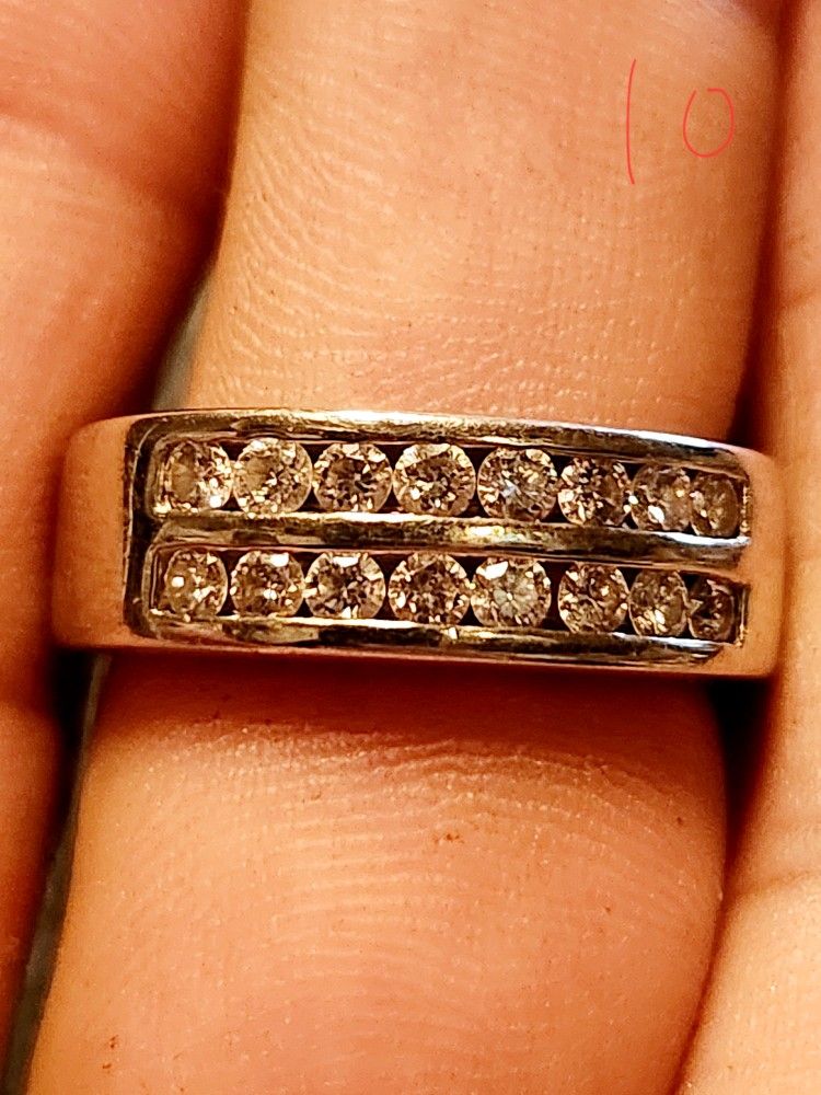 Mens Beautiful 14kt White Gold Diamond Ring Band