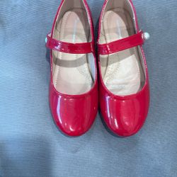 Red Flats For Girls Size 2 Like New 