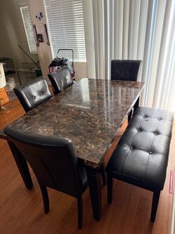 Dining Table Set with Chairs and Bench and couch sectional