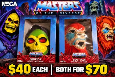 NECA MOTU Skeletor & Beast Man Deluxe Latex Masks NIB