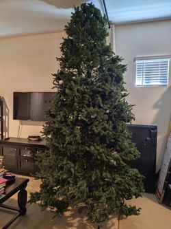 12ft Unlit Artificial Christmas Tree, Full Fluffy Branches