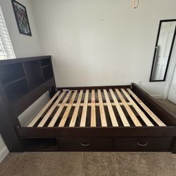 Brown bed frame for a FULL size bed