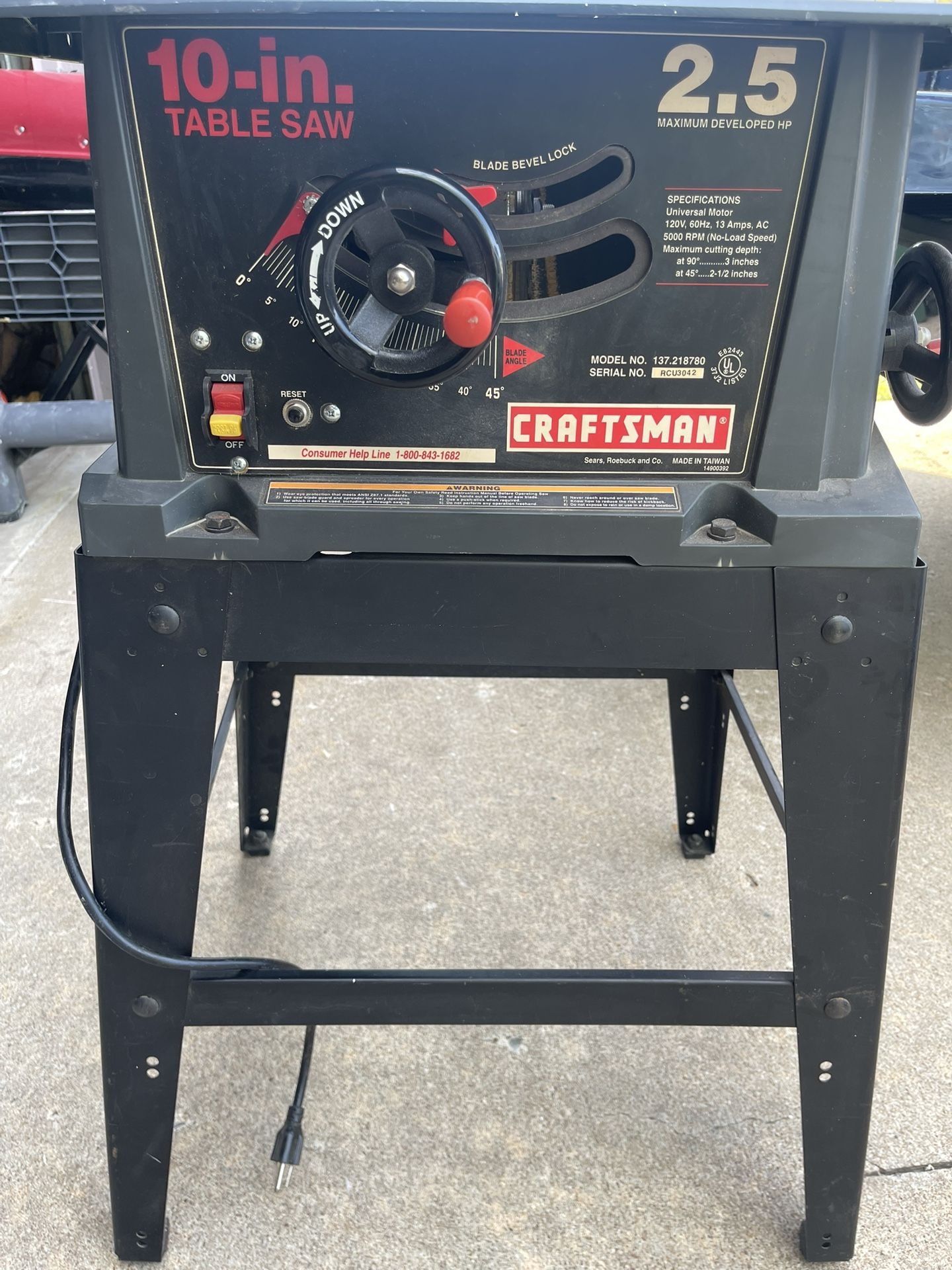 Craftsman 10” Table Saw
