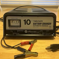 Schumacher Model SE-40MA, a 10 Amp "Twin Rate" battery charger designed for 6V and 12V automotive batteries.  Great Condition. Made In USA.