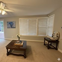Solid Wood Coffee Table + Matching Side Table – Dark Wood, Great Condition