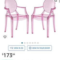 Set Of Clear Pink Chairs