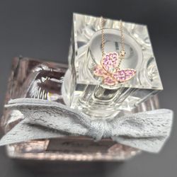 Butterfly Necklace With Natural Pink Sapphire 