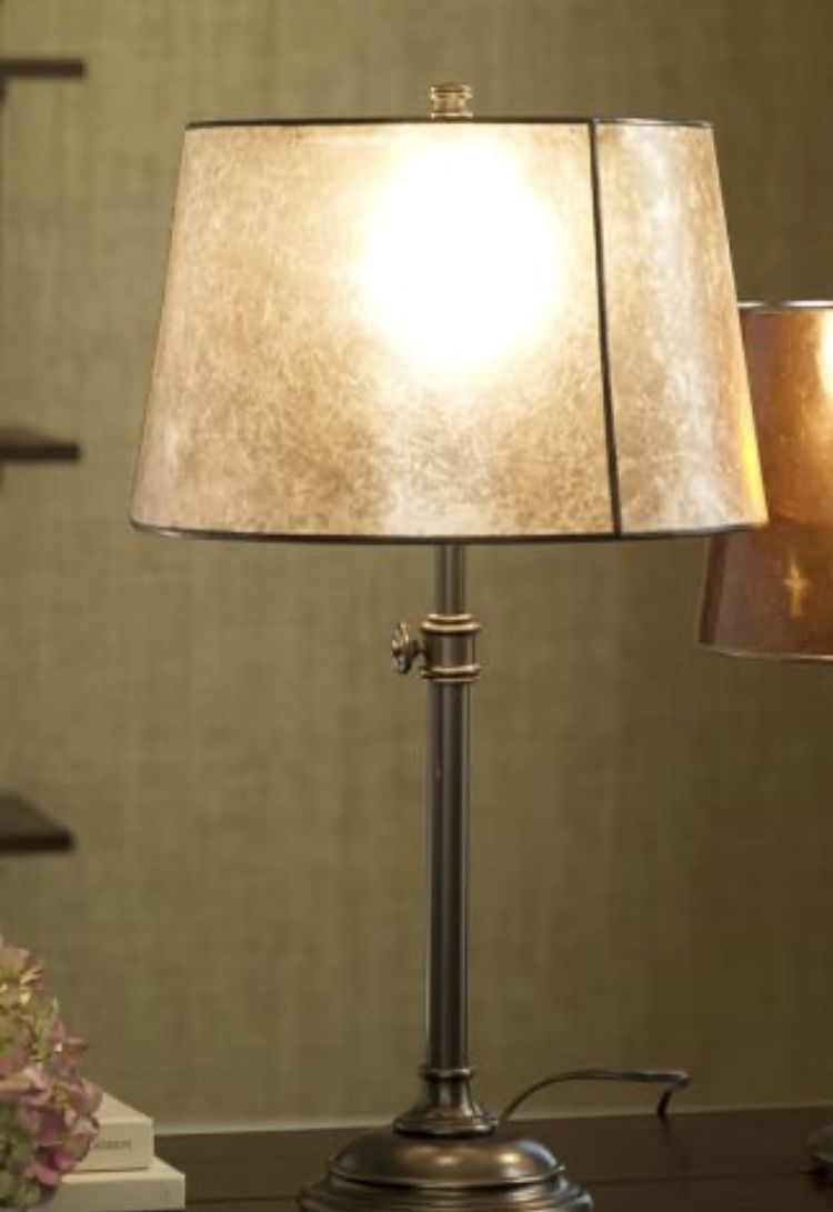 2 Large Pottery Barn Mica Tapered Drum Lamp Shades