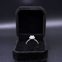 GRA Certified 2 Carat Round Cut Moissanite Engagement in Sterling Silver Size 5