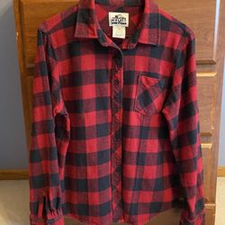 Ladies Size Small Red Flannel Shirt