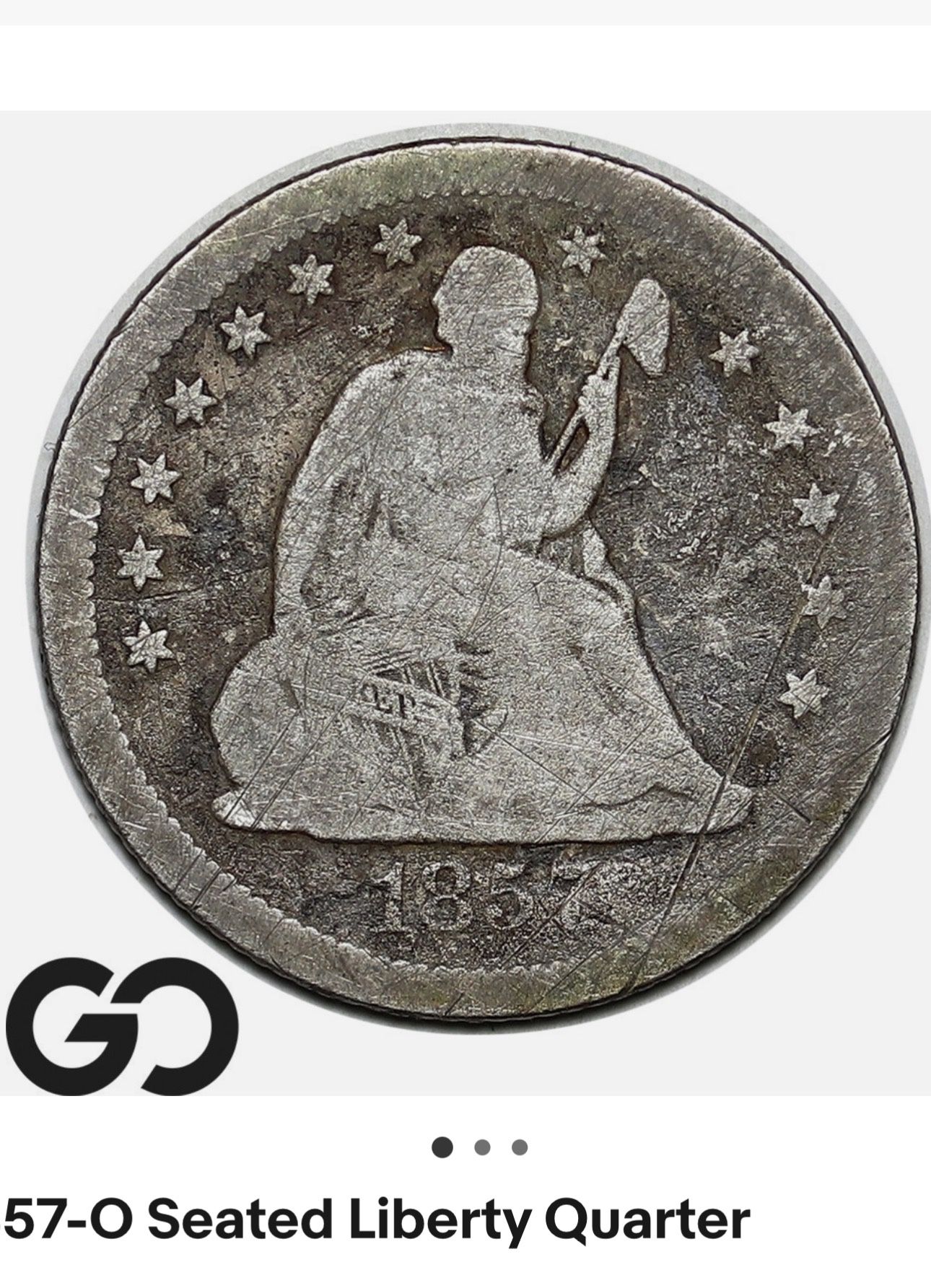 1857 O Seated Liberty Quarter